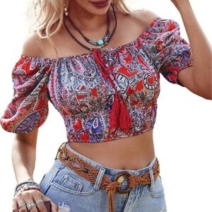 NWT Paisley crop top.  Size XL